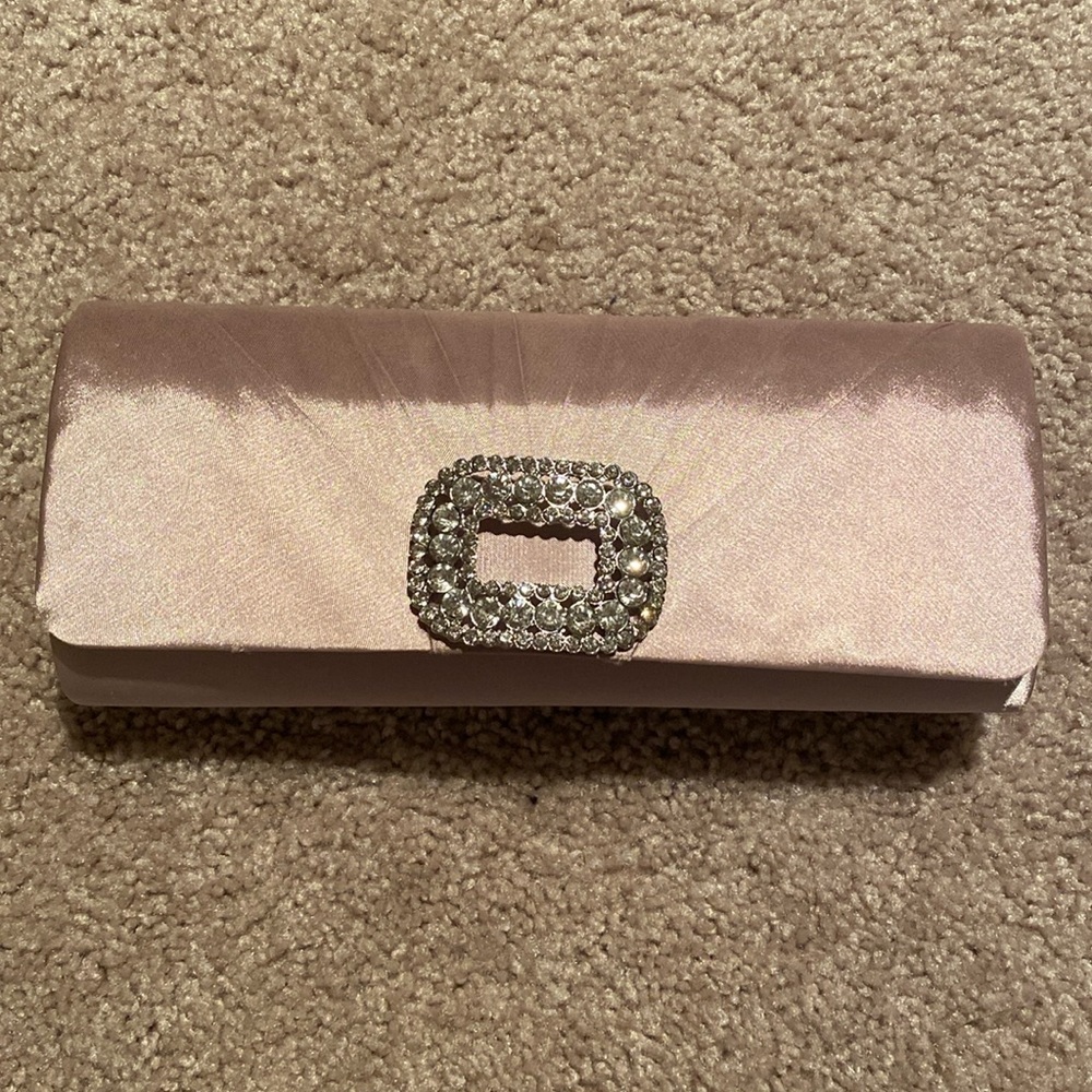 DSW Pink Clutch with Rhinestone Accent